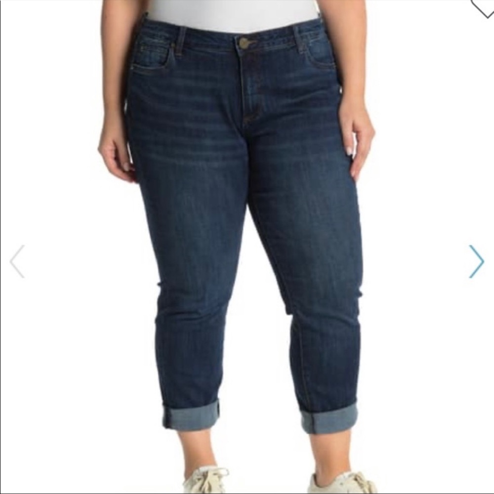 KUT Size 14 Katy Boyfriend Cuffed Hem Skinny Jeans